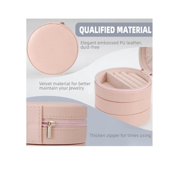 New with tags Jewelry Box Pink Faux Leather with separable travel compartment - Picture 3 of 8